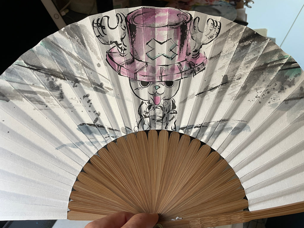 Éventail peint à la main inspiré de One Piece