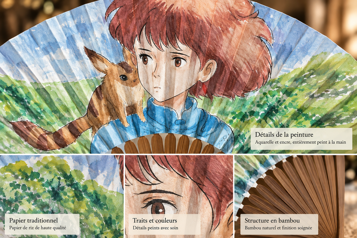Éventail peint à la main – Nausicaä de la Vallée du Vent