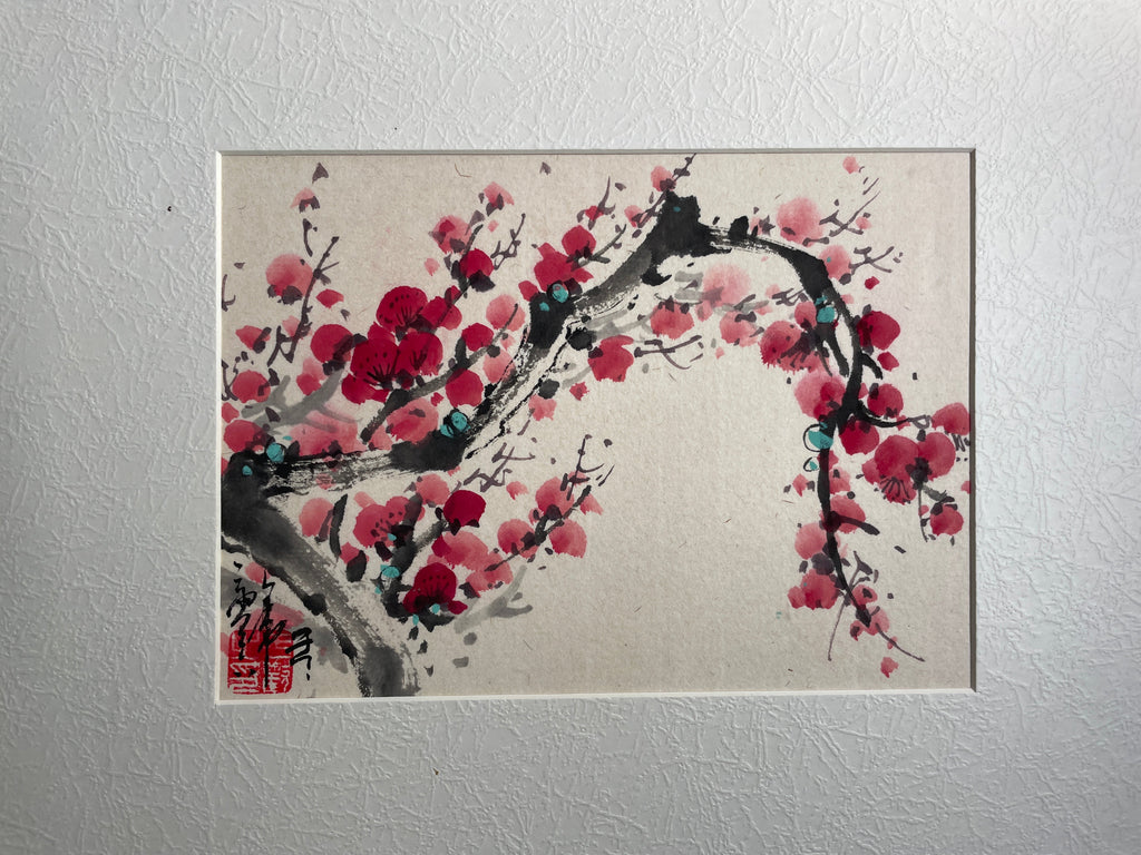 Série Pruniers – Aquarelles et encre de chine originales encadrées