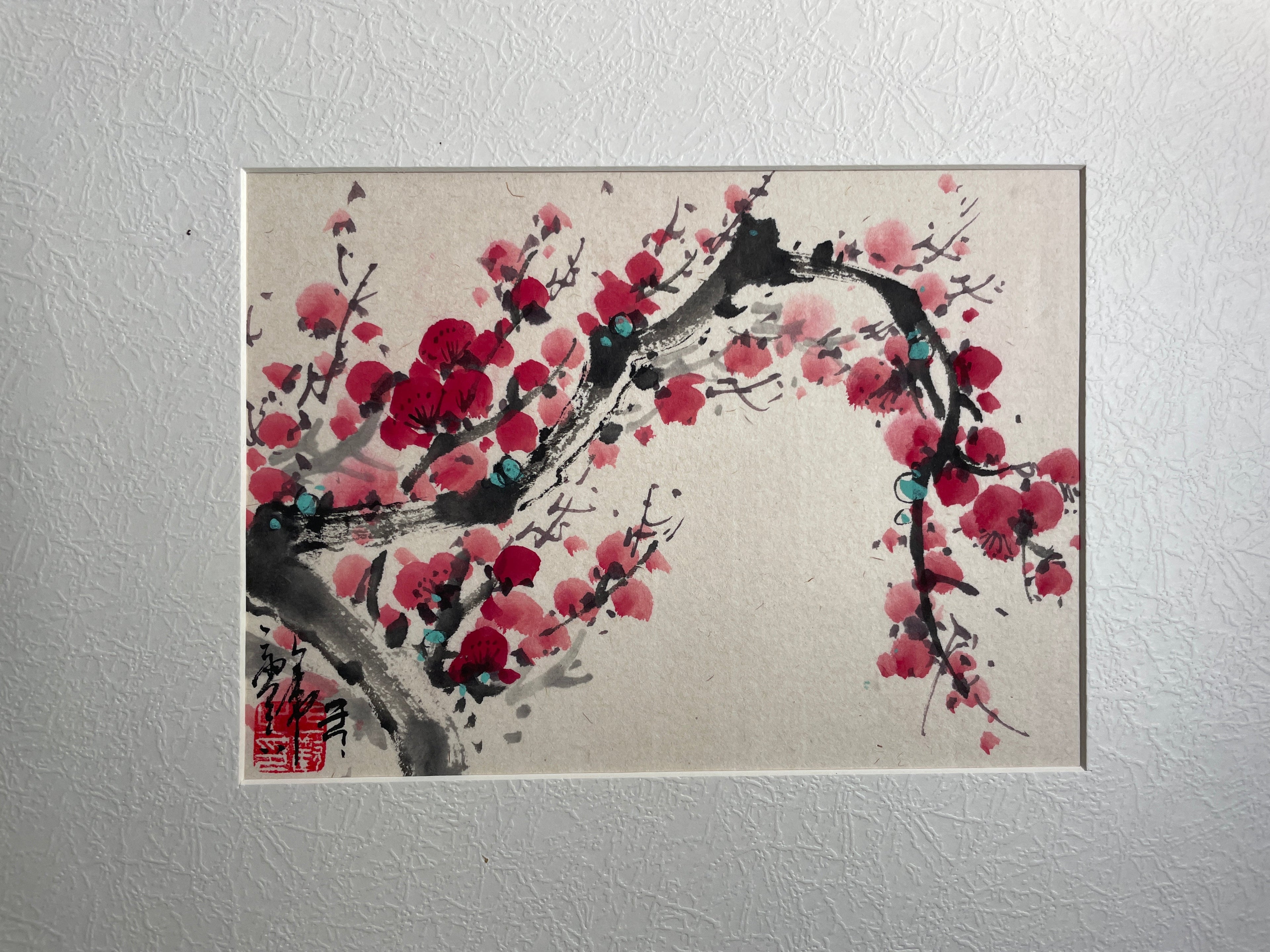 Série Pruniers – Aquarelles et encre de chine originales encadrées