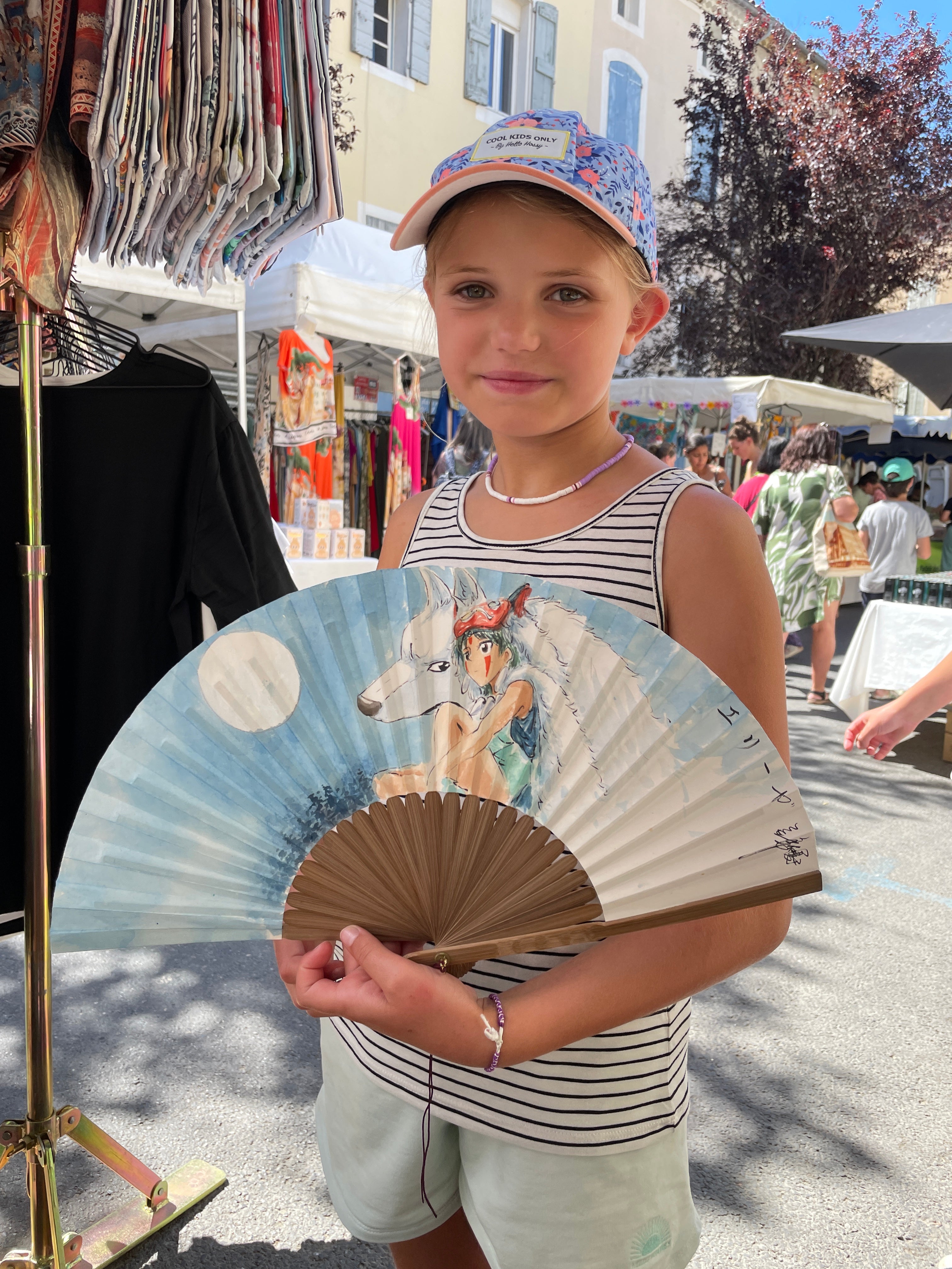 Hand-painted Anime Folding Fan-Princess Mononoke Inspired , Customizable