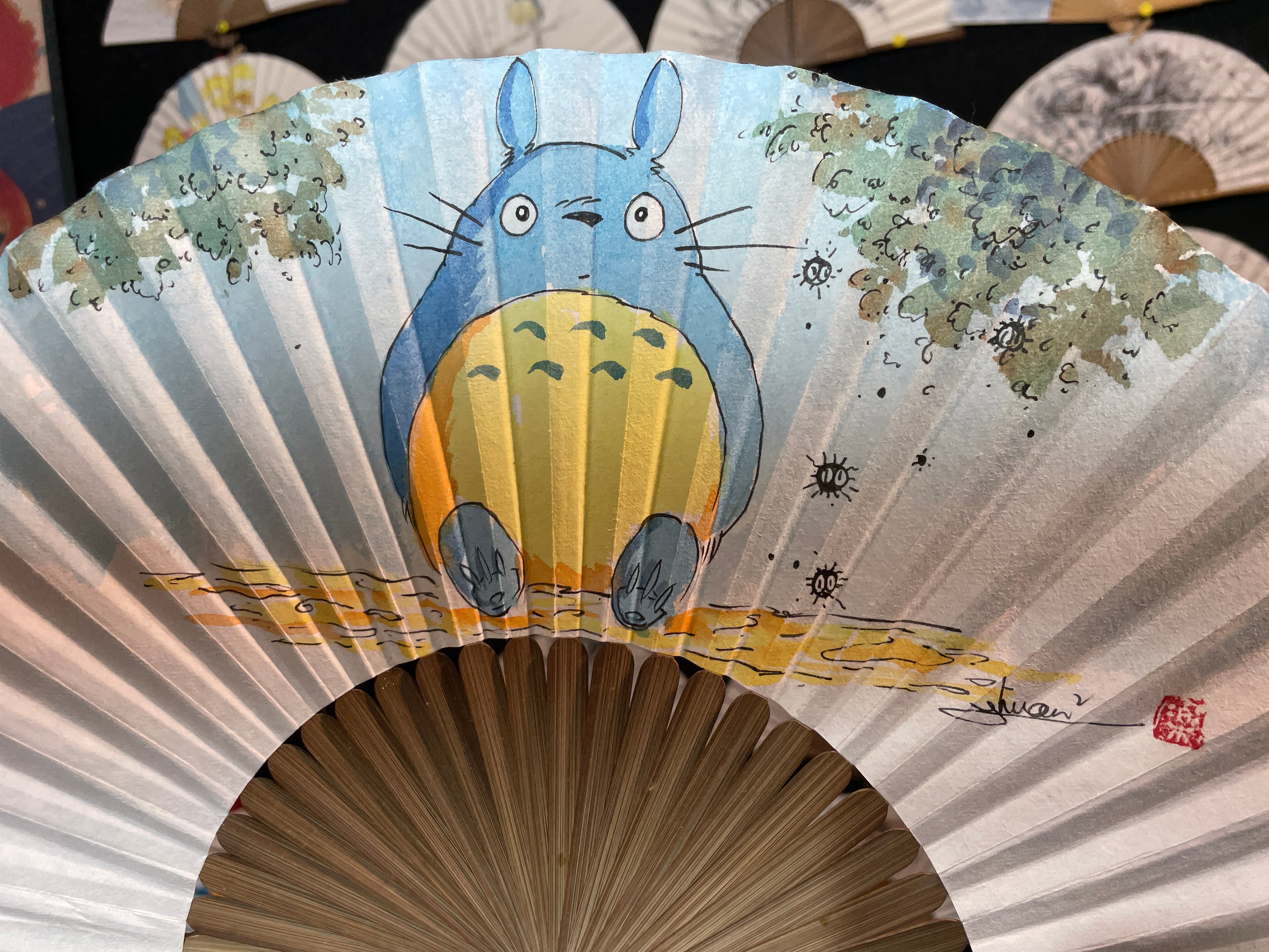 Éventail – peint à la main-TOTORO