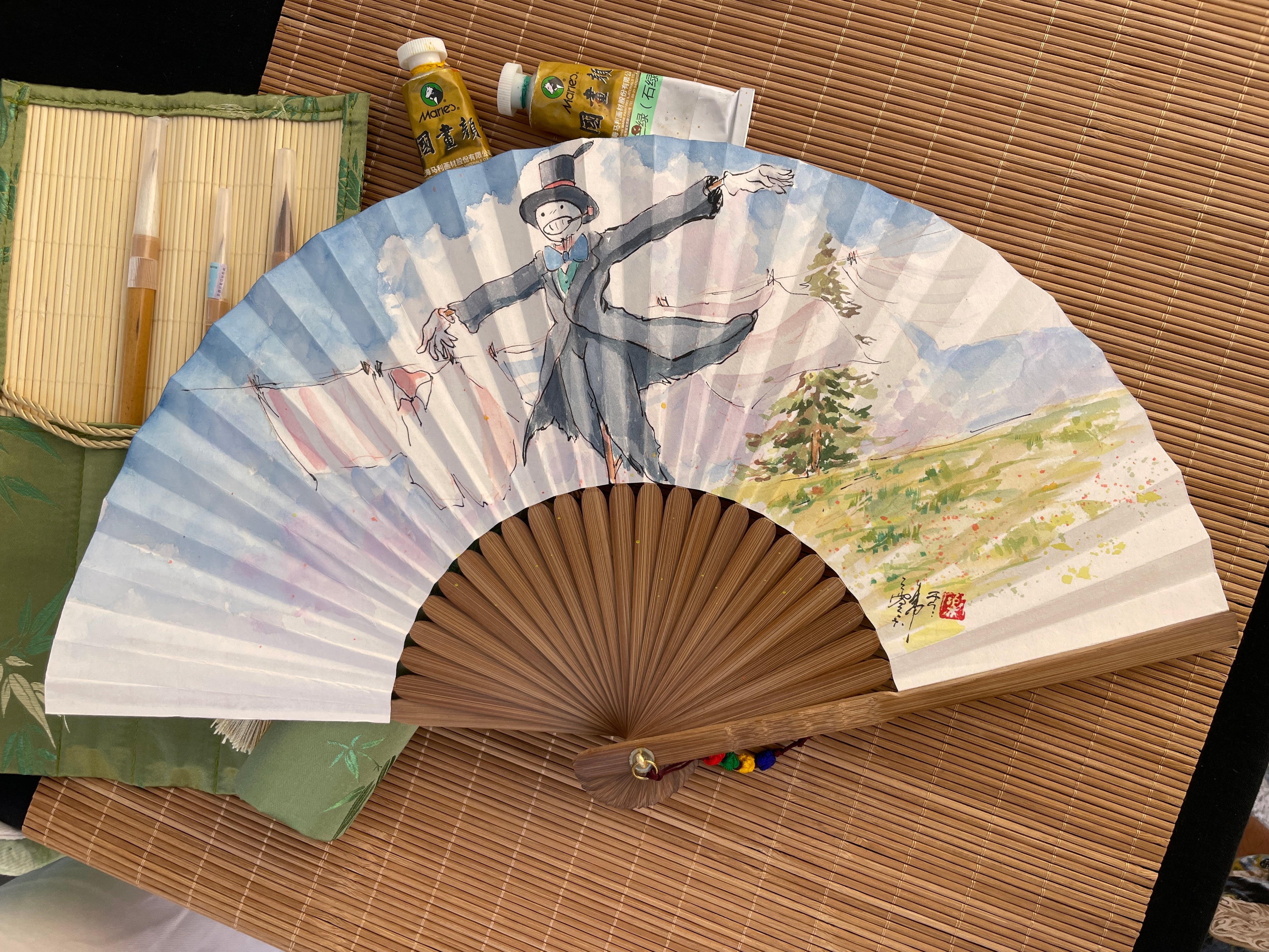 Éventail en soie peint à la main – STUDIO GHIBLI
