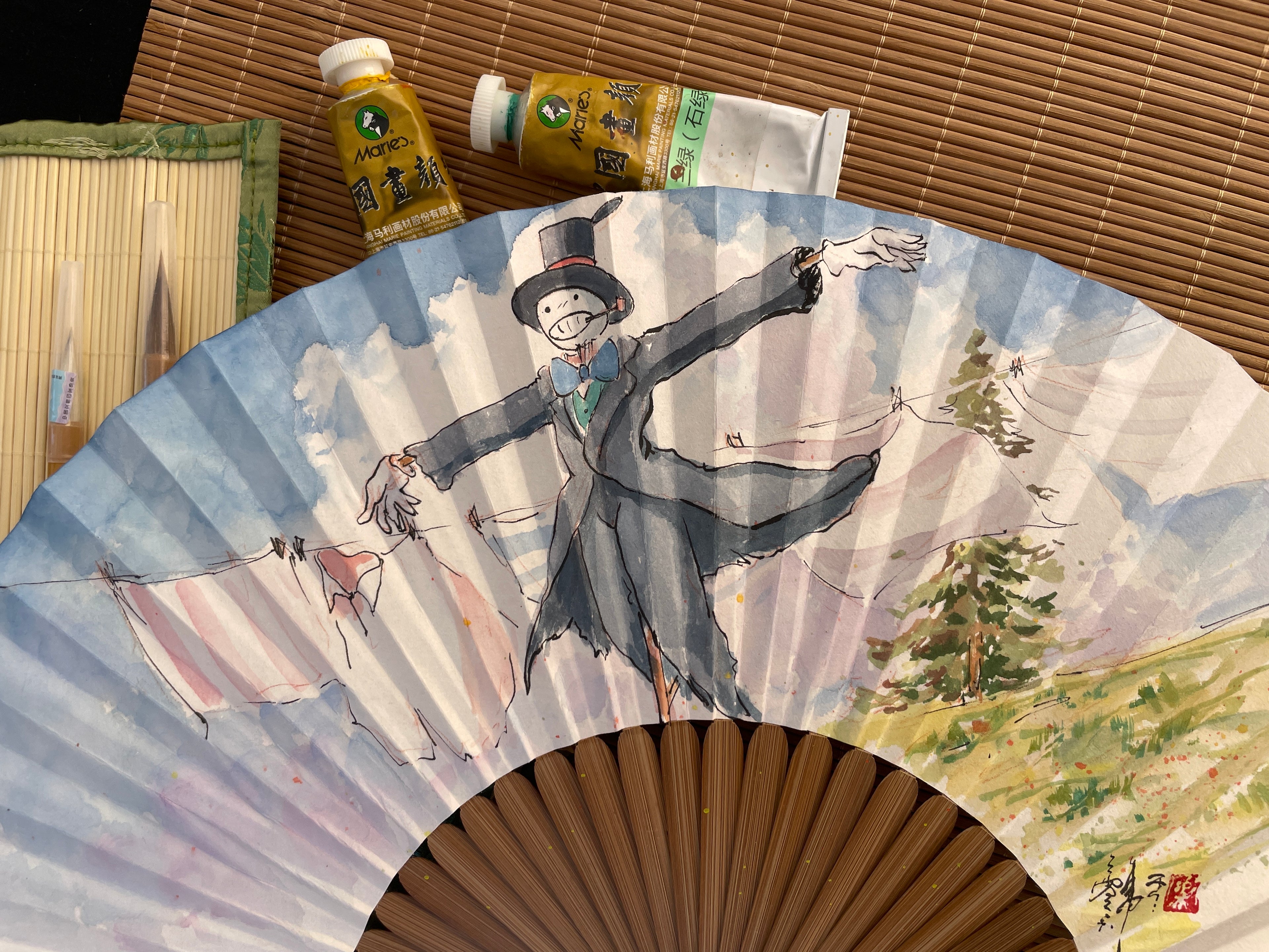Éventail en soie peint à la main – STUDIO GHIBLI