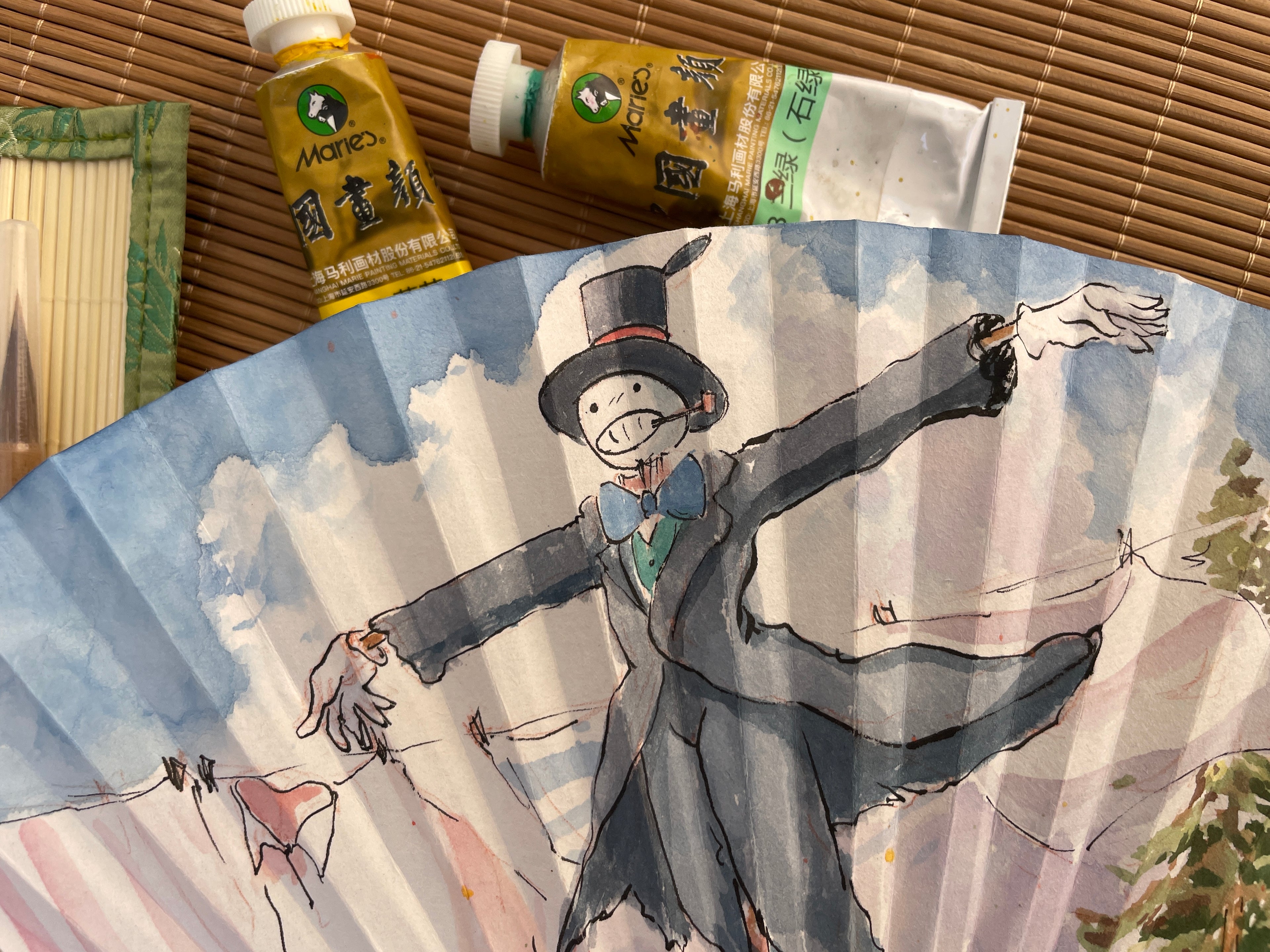 Éventail en soie peint à la main – STUDIO GHIBLI